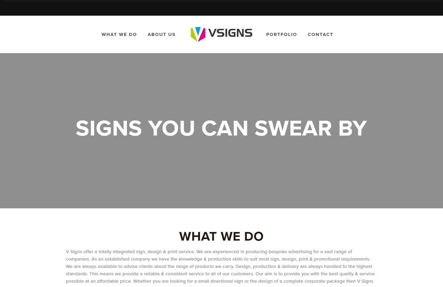 The old vsignsuk.com — Squarespace, captured by the Wayback Machine, March 2025