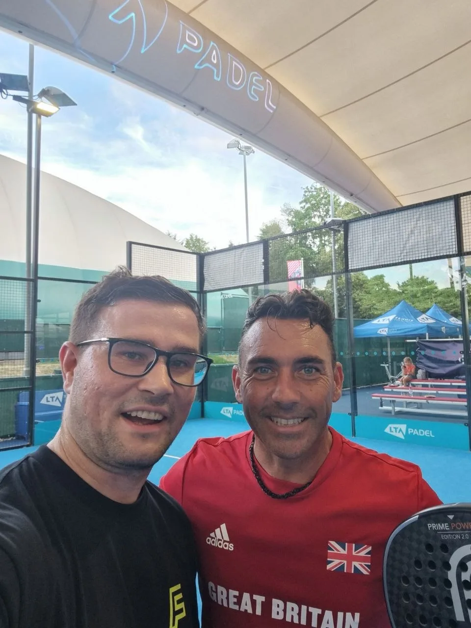 Mark at an LTA business padel event